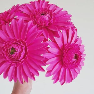 Bright Pink Paper Gerbera Daisies, Handmade Paper Flowers