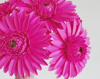 Bright Pink Paper Gerbera Daisies, Handmade Paper Flowers
