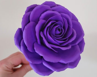 Purple Paper Rose, Paper Flower, Valentines Rose, Wedding Flowers, Keepsake, Gift Idea for Her, Single Stem Wedding Flower