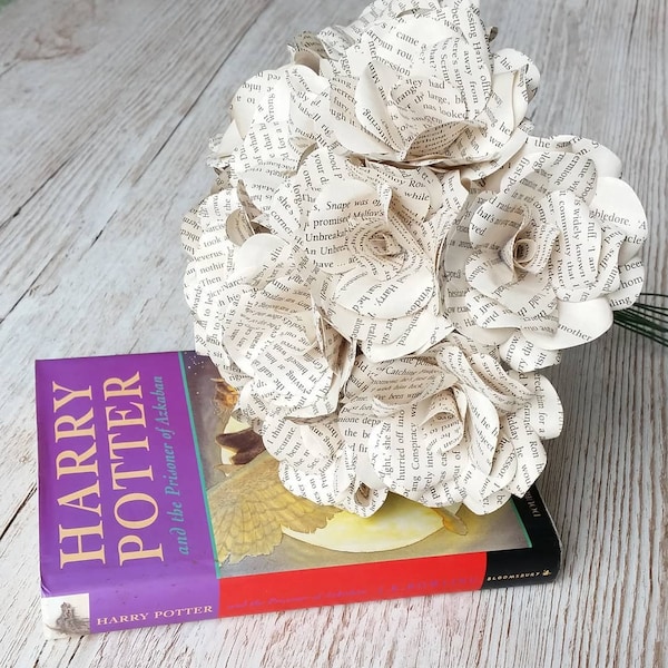 Book Page Paper Flower Roses - Handmade Paper Flowers - Artificial Flowers, Book Paper Flowers, Home Decor Christmas Gift Idea for Her