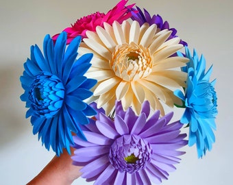 6 x Gerbera Daisies, Handmade Paper Flowers
