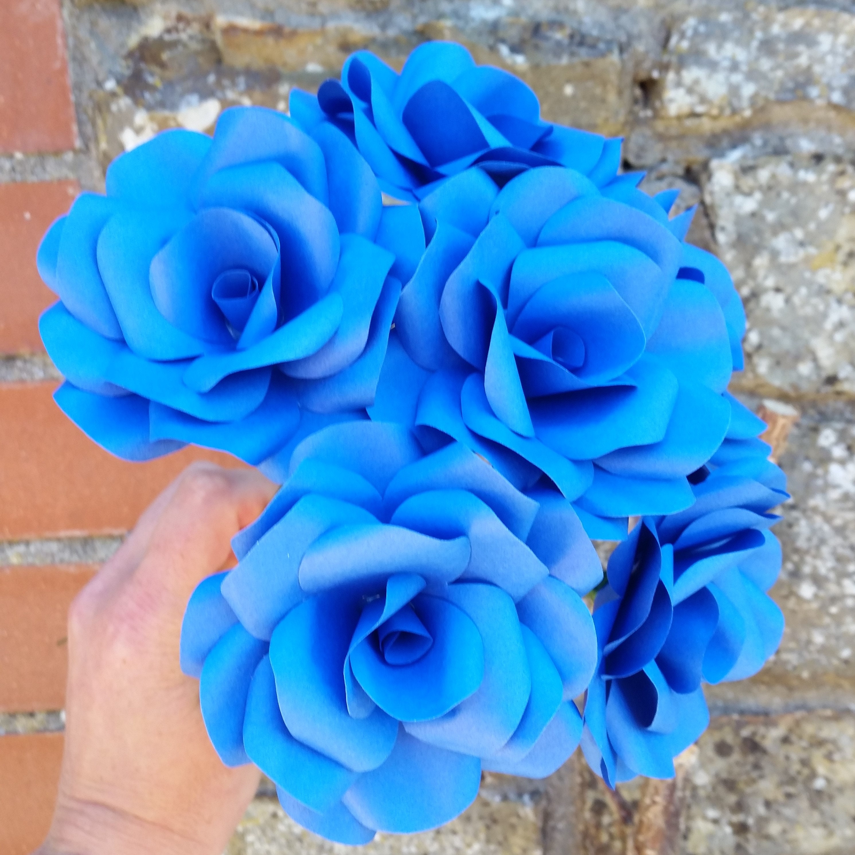 6 X Royal Blue Paper Roses Handmade Paper Flowers Forever Flowers Table Decoration Wedding Flowers Home Decor