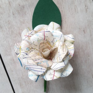 3 x Map Buttonholes / Boutonnières, Wedding Flowers, Handmade Paper Flowers, Travel Themed Wedding image 9
