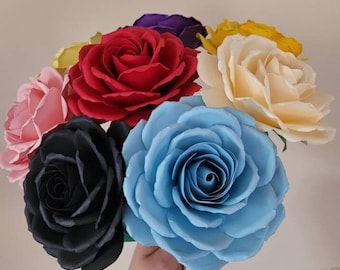 Handcrafted Stemmed Paper Rose: Wedding & Valentine's Decor
