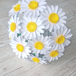 Paper Daisies White Paper Flower Daisies Home Decor 1st Anniversary Gift for Her, Alternative Flowers image 3