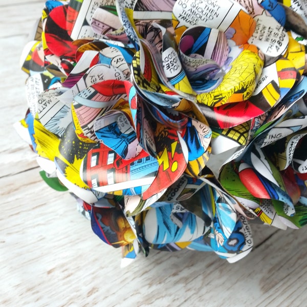 12 x Comic Book Paper Flowers | Superhero Theme