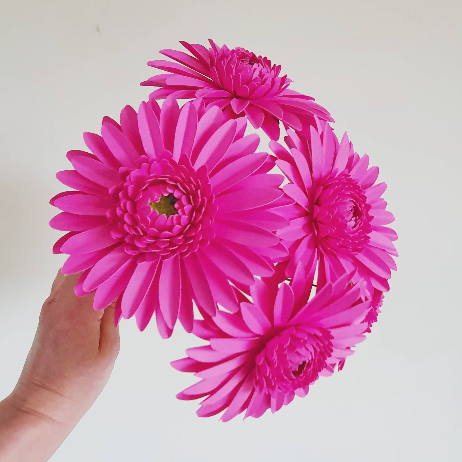 Bright Pink Paper Gerbera Daisies Handmade Paper Flowers Etsy UK