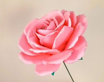 Pink Paper Rose, Paper Flower, Valentines Rose, Wedding Flowers, Keepsake, Gift Idea for Her