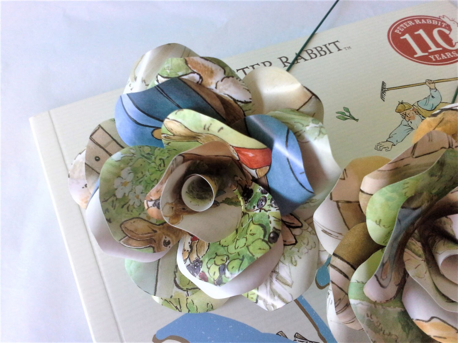 3 X Peter Rabbit Paper Flowers Book Paper Roses Handmade | Etsy