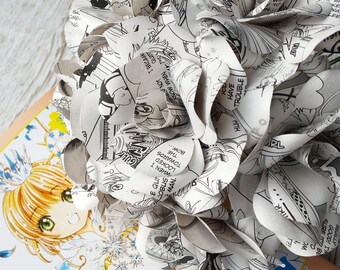 Manga Book Page Paper Flower Roses - Handmade Paper Flowers - Artificial Flowers, Book Paper Flowers, Home Decor
