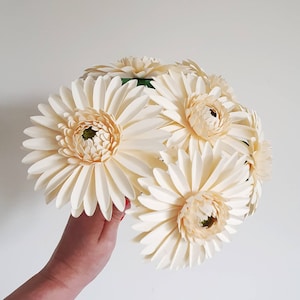 Cream Paper Gerbera Daisies, Handmade Paper Flowers