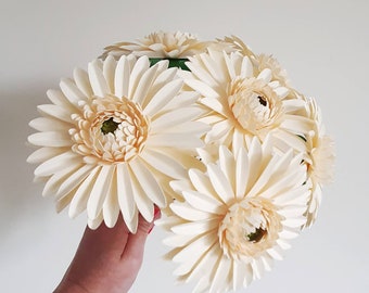 Cream Paper Gerbera Daisies, Handmade Paper Flowers