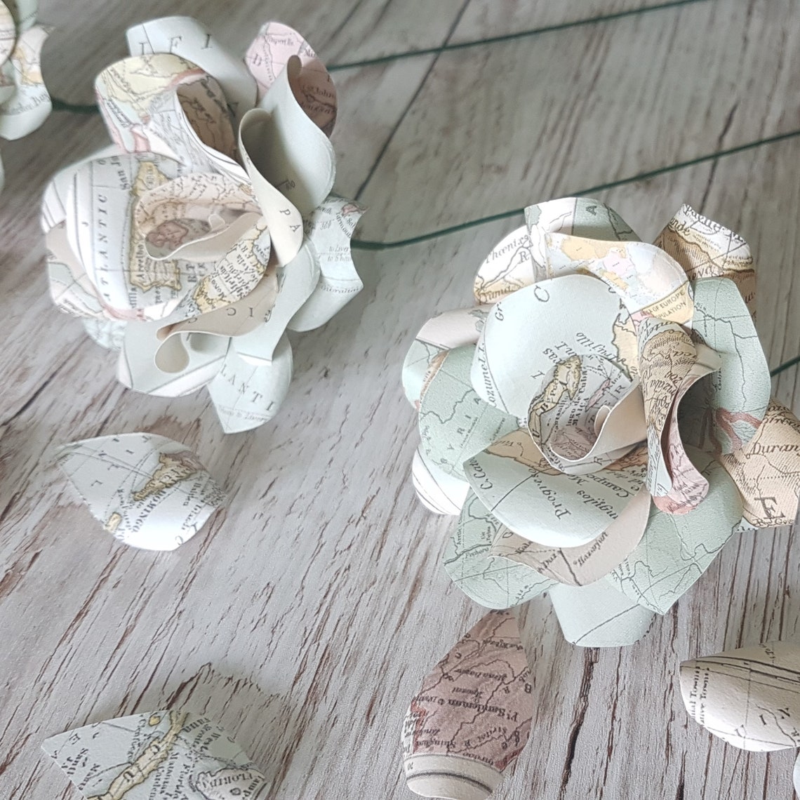 3 X Map Roses Paper Flowers Bouquet Paper Roses Beautiful | Etsy UK