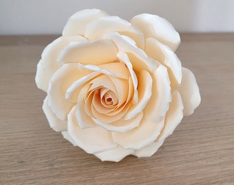 Cream Single Stemmed Paper Rose, Paper Flower,  Valentines Rose, Wedding Flowers,