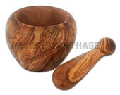 Christmas gift, Olive wood round mortar and pestle, kitchenware, mom gift, tableware, grinding spices and herbs, original gift for my wife