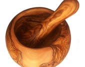 Christmas present,Mother 39 s day gift, mom gift, Olive wood round mortar and pestle 4.7 quot , kitchenware, tableware, homeware, girlfriend gift