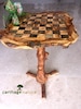 Christmas gift, new year present, Birthday gift, wedding anniversary gift, Olive wood rustic chess set board with stand 23' Original gift 