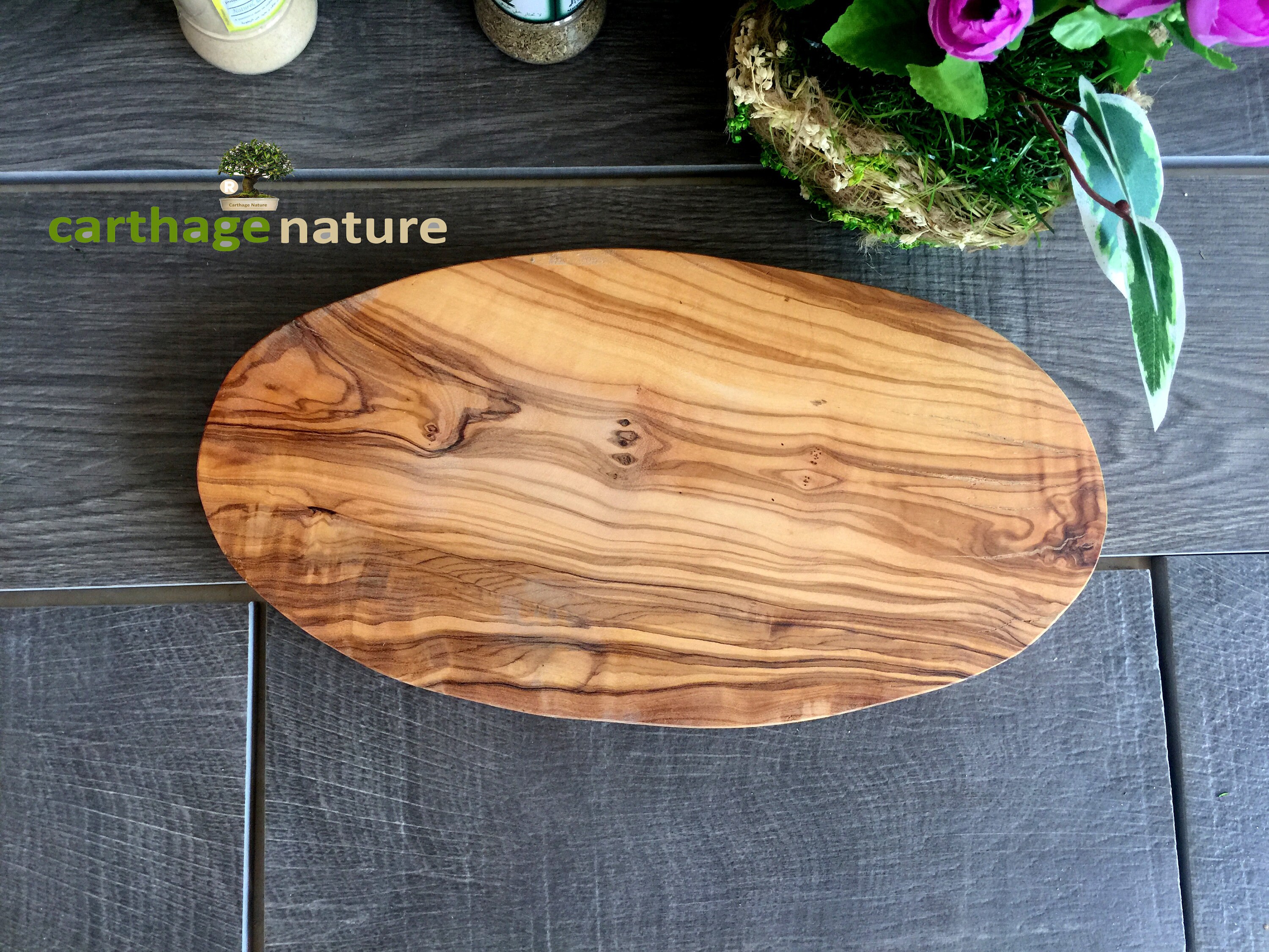 Art de Table, Planche à Découper Ovale en Bois d'olivier 30 cm, Centre Cadeau Maman, Collègue, Planc