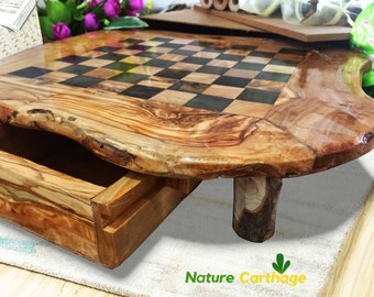 Christmas gift, fiance gift, Olive wood rustic chess set  board 11.80 ", mom gift, home deco, boyfriend gift, girlfriend present, daddy gift