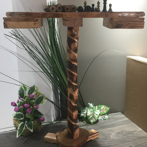 Xmas gift, new year present, Birthday gift, wedding anniversary gift, Olive wood rustic chess set board with shops stand 23