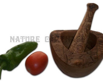 Christmas gift, Saint Patrick gift, Olive wood rustic mortar and pestle 3,94 - 4.72- 5.5", kitchenware, tableware, mom present, spice mortar