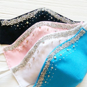 Face masks adult with crystals Handmade Fabric cotton face mask