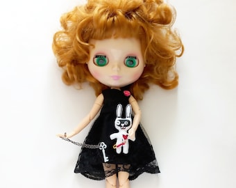 Gothic Blythe outfit Rainbow high black dress Horror style Middie blythe doll Halloween costume