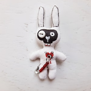 Goth dolls toy Primitive rabbit toys Creepy white bunny toy for 1/12 doll