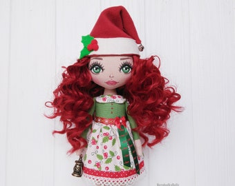 Christmas rag doll handmade Santa Xmas doll gift for daughter