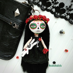 Horror rag doll Halloween Mexicano dolls Muertos Gothic Bag charm Personalized fabric doll
