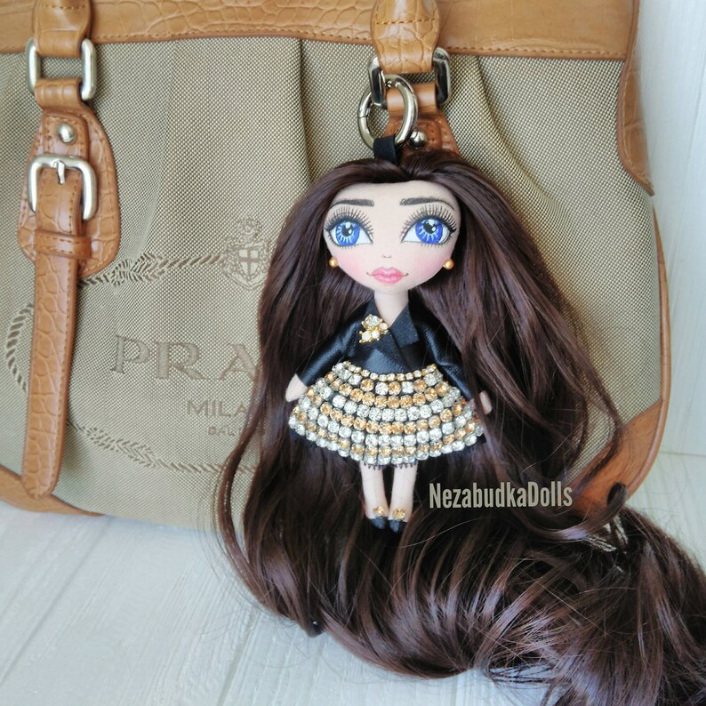 Rag doll Fabric rad doll handmade Bag charm shops purse doll