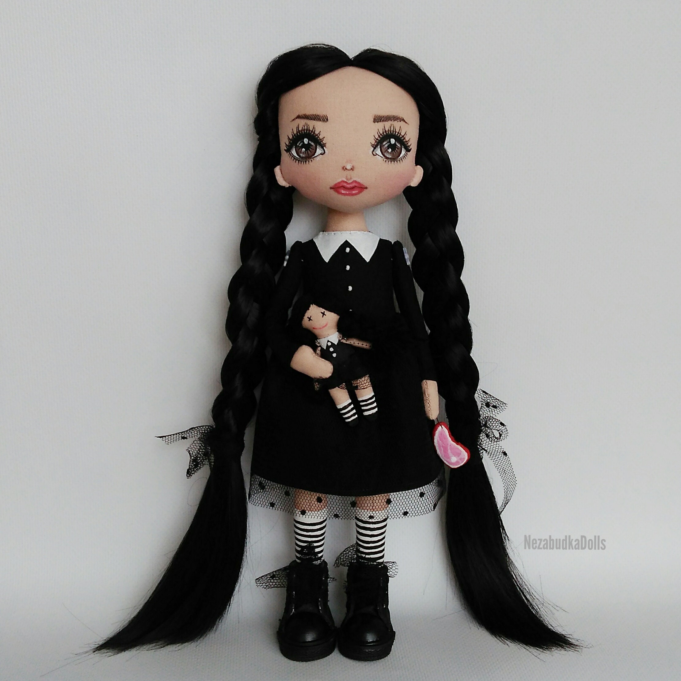 Wednesday Addams doll Creepy art doll Gothic art unique doll Rag doll Movie  doll