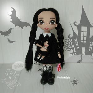 Goth rag doll Halloween's creepy Decor Horror Art Black Dolls Halloween Gift for Girl Cloth Dolls Rag Dolls Soft Toys Goth Dolls
