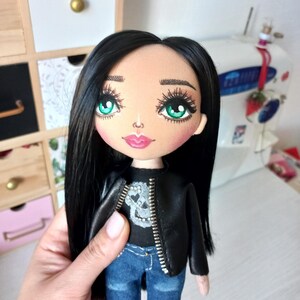 Handmade rock doll Fabric rag doll Skull clothes doll