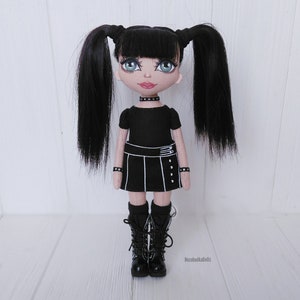 Gothic rag doll Fabric handmade doll