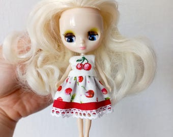 Petite blythe clothing Blythe dress set Rainbow High outfit Middie blythe clothes Handmade Blythe doll red white pink dress