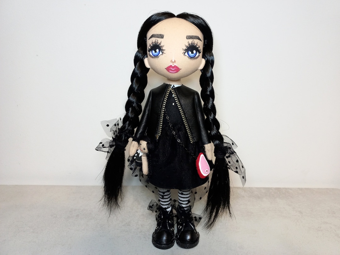 Goth Rag Doll Handmade Black Fabric Creepy Doll - Etsy