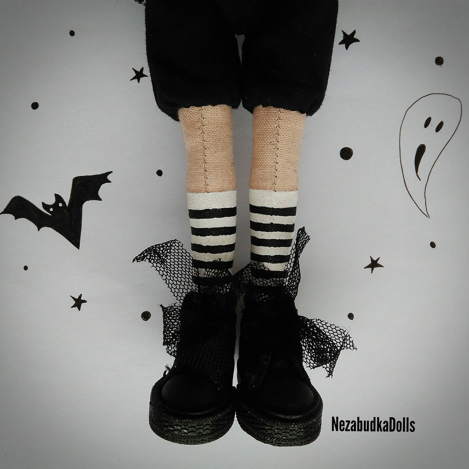 Goth Rag Doll Halloween's Creepy Decor Horror Art Black Dolls Halloween ...