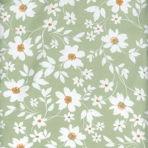 Sage Daisies - Brushed DTY - Fabric by the Yard