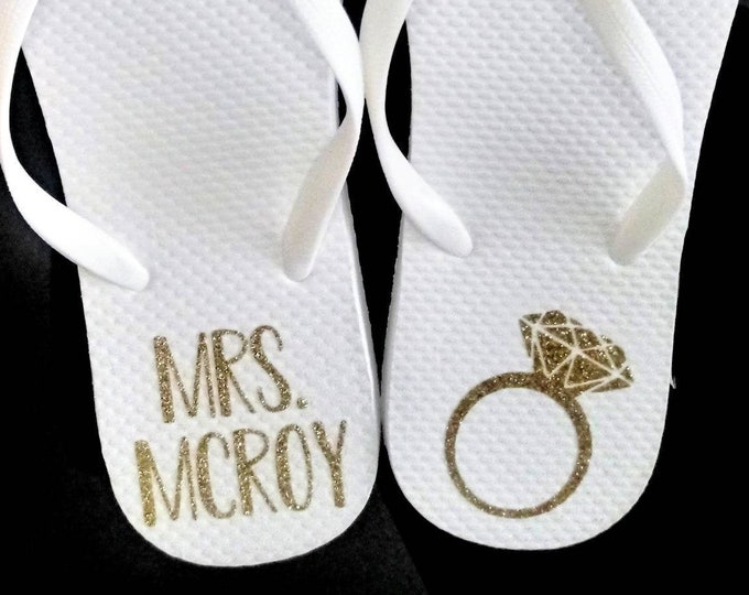 Bride Flip Flops Bride Slippers Bridesmaid Gifts - Etsy