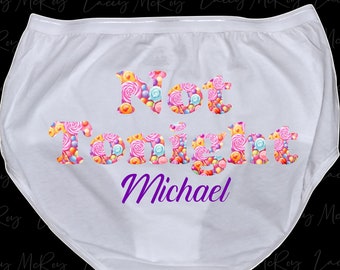 Bridal Shower Gift - Personalized Underwear - Candy Pattern - Bachelorette Party - Not Tonight® Panties - Bachelorette Gift for Bride