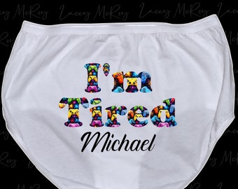 Personalized Underwear - Video Game Pattern - Bridal Shower Gift  - Bachelorette Party - I'm tired Underwear - Bachelorette Gift for Bride