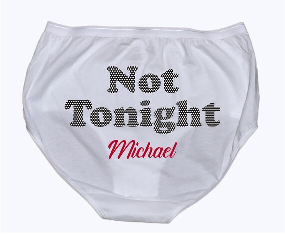 Custom Funny Underwear - Bridal Shower - Party - Not Tonight® - Bachelorette Gift for Bride - Something Blue - Polka Dots - Personalized