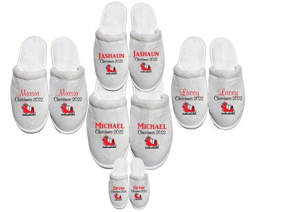 Christmas Slippers for the Family - Personalized Slippers - Holiday Hosting Ideas - Santa Sleigh - Custom Slippers - Holiday Gifts 2024