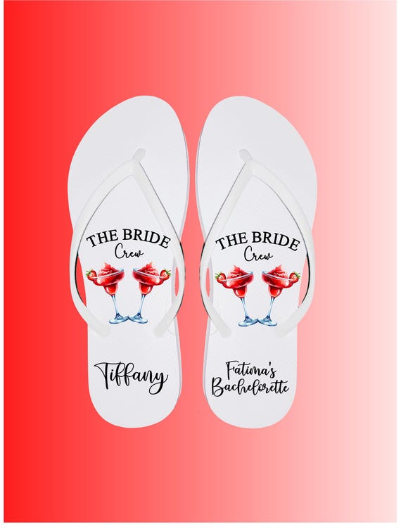 The Bride Crew Flip Flops - Bride Slippers - Bridesmaid Gifts - Personalized Flip Flops  - Bachelorette Party - Custom Beach Flip Flops