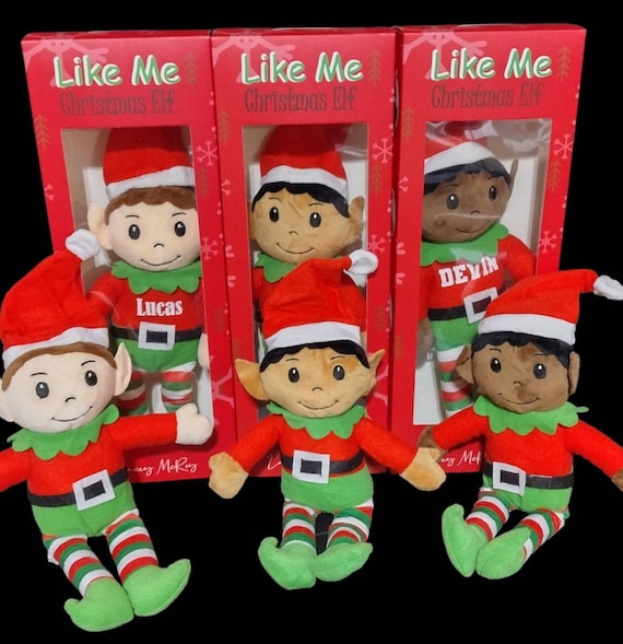 Personalized Christmas Elf and Box - Personalized Elves - Stuffed Elf - Stocking Stuffer - Boys and Girls Available - Multicultural