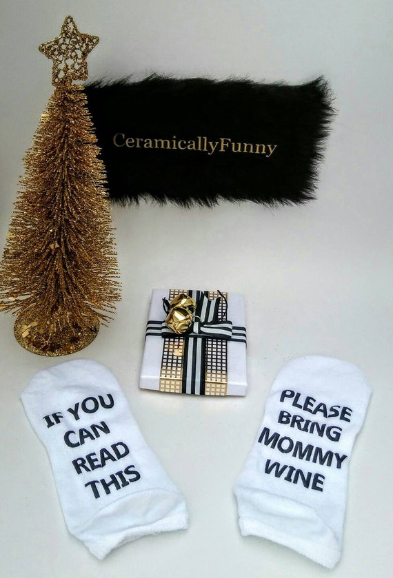 Wine Socks - Please bring mommy wine socks- Bring me wine -Socks - Stocking Stuffer - Socks - Christmas socks - gifts for her - teacher gift