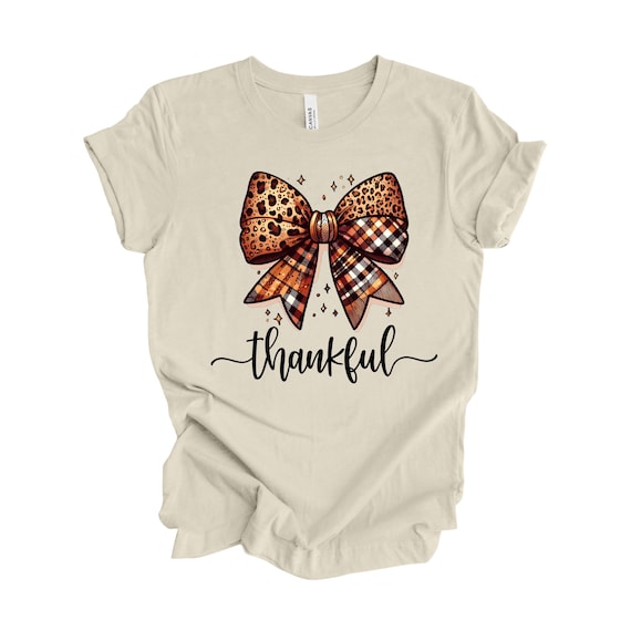 Fall Coquette T-Shirt: Customizable Thanksgiving Bow Shirt