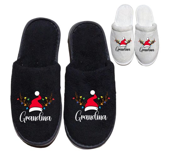 Personalized Christmas Family Slippers: 2025 Reindeer Design with initials, Add a name, Match your Christmas pajamas, toddler to adult sizes