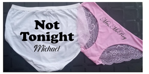 Personalized Bride Panties - 2 Piece Set - Bachelorette Party - Not Tonight® Underwear - Bachelorette Gift for Bride _ Bridal Shower Gift